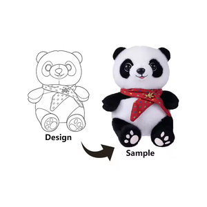 Peluche Panda Soffice con Sciarpa Rossa Decorativa, Certificato CE ASTM, Non Tossico, per Decorazione Camera dei Bambini - Product Image 1