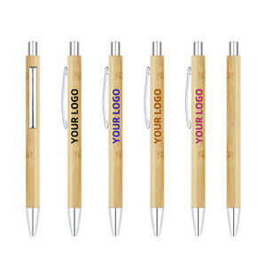 Stylos à bille en bambou et métal en plastique de 1.0mm avec logo personnalisé Boule en bois durable au toucher pour une écriture efficace Conception novatrice de longue durée - Product Image 2