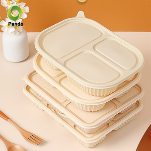 Barquette alimentaire jetable compostable avec couvercle, contenant à emporter, boîte biodégradable de luxe en amidon de maïs - Product Image 4