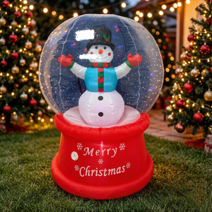 Globo de Nieve Inflable Navideño de 6 Pies con Muñeco de Nieve, Luces LED y Música, Decoración Navideña para Jardín Exterior - Product Image 1