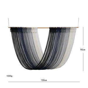 <span class=keywords><strong>Gris</strong></span> nórdico 150x90 cm Boho decoración de <span class=keywords><strong>pared</strong></span> Ombre Tie Dye hilo <span class=keywords><strong>tapiz</strong></span> bohemio con palo de madera - Product Image 3