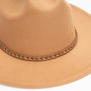 Sombrero <span class=keywords><strong>de</strong></span> Jazz Estilo Británico, Diseño Simple e Informal para Iglesia, Gamuza, <span class=keywords><strong>Lana</strong></span>, Ala Ancha Plana, Sombrero <span class=keywords><strong>de</strong></span> Fiesta para Mujer, Otoño e Invierno - Product Image 4