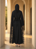 Ensemble Abaya Mexizo 2026 avec châle, robe longue en dentelle, vêtements islamiques modestes, manches longues, style élégant et uni, style Dubai