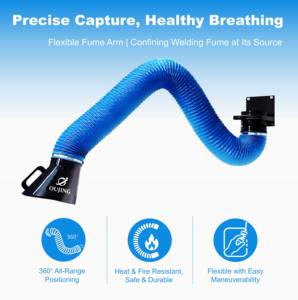 Bras d'évacuation de fumée flexible soudé de 4 m de long, capable de pivoter à 360° °   Rotation et vol stationnaire libres, avec régulateur de volume d'air - Product Image 3