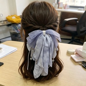 Nuevo clip para el cabello con efecto de salpicadura de tinta al estilo chino, lazo de cinta para cola de caballo, elegante y dulce, clip para el cabello de satén estilo antiguo para la parte posterior. - Product Image 2