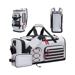 Bolsa de lona deportiva de 45L para hombres y mujeres, mochila grande de mezclilla para gimnasio, Weekender, mochila de noche con compartimento para zapatos, forro de poliéster gris - Product Image 1