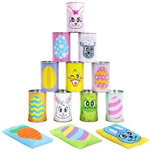 Enfants adultes vacances en plein air cour <span class=keywords><strong>chasse</strong></span> <span class=keywords><strong>aux</strong></span> <span class=keywords><strong>oeufs</strong></span> de Pâques jeux de fête d'anniversaire carnaval de Pâques sac de fèves lancer Knockdown Can <span class=keywords><strong>jeu</strong></span> ensemble - Product Image 2