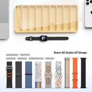 Caja de almacenamiento de correas de reloj de madera para viajes internacionales, caja organizadora compartimentada para correas de reloj, bandeja portátil para exhibir relojes, madera maciza - Product Image 4