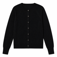 Cardigan en laine mérinos pour femme, personnalisé ODM/OEM, dos ouvert, col rond, manches longues, à nouer dans le dos, noir, vente en gros d'usine