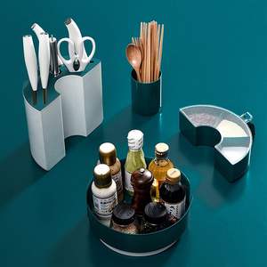 Porte-couteau rotatif multicouche avec pot d'assaisonnement Rack <span class=keywords><strong>de</strong></span> <span class=keywords><strong>rangement</strong></span> pour vaisselle <span class=keywords><strong>de</strong></span> cuisine <span class=keywords><strong>Étagère</strong></span> d'organisation - Product Image 3
