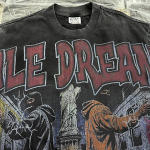 T-shirt Oversize Streetwear con Logo Personalizzato, 100% Cotone, Stampa Grafica di Alta Qualità per <span class=keywords><strong>Uomo</strong></span>, Effetto Lavaggio Acido Vintage - Product Image 4