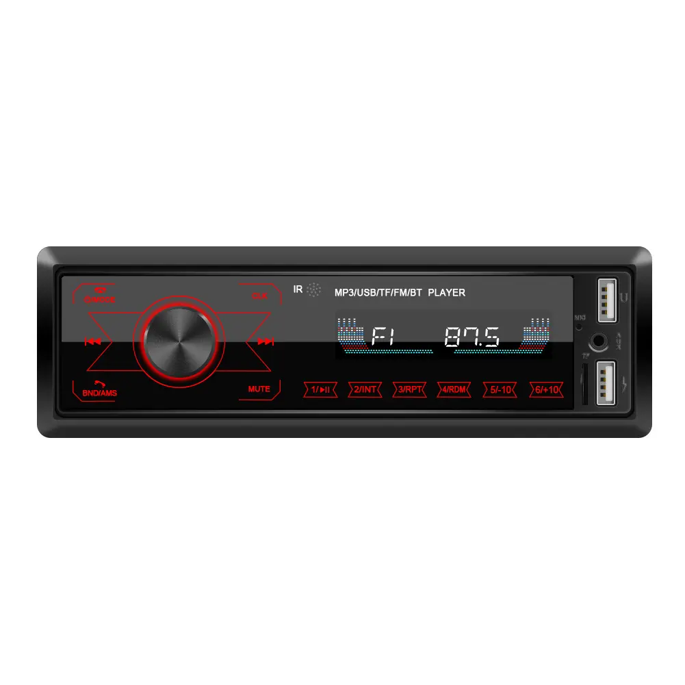 Car Radio 1 DIN BT Stereo Radio MP3 Player In Dash 2USB/TF/FM/AUX Head Unit Non CD 7 Color