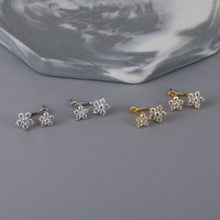 Zierlicher Großhandel 925 Sterling Silber 18 Karat vergoldet Sternform winzige kleine Ohr stecker für Frauen