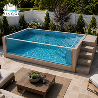 Villa élégante pour propriétaires, jacuzzi extérieur durable avec panneaux transparents, spa en fibre de verre, piscine hors sol en conteneur.