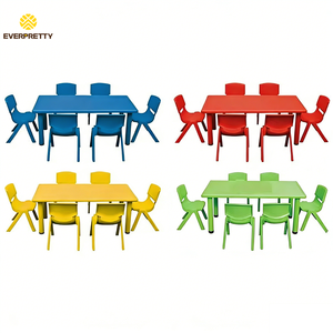 Ensemble de tables et chaises pour l'école maternelle, meubles pour enfants pour la salle de classe, en plastique durable, ergonomiques, robustes, colorés, tables et chaises pour enfants - Product Image 1