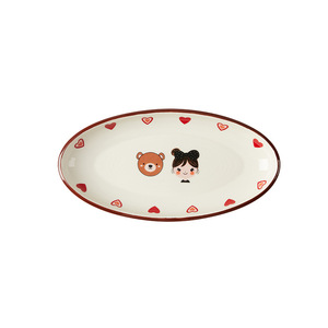 Piatto Ovale in Ceramica con Motivi Cartoon XINWEE, Adatto al Microonde, Grande, per Uso Commerciale e Alberghiero - Product Image 5