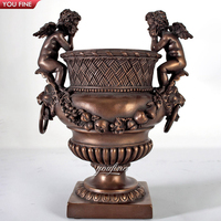 Statue vintage en Bronze pour enfant, art métallique, Vase classique en métal