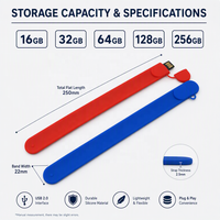 Nouveau bracelet USB 2.0 en silicone personnalisé avec logo, clé USB promotionnelle, 8 Go-128 Go