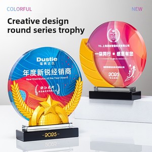 Nuevo y Creativo Trofeo <span class=keywords><strong>de</strong></span> Cristal <span class=keywords><strong>de</strong></span> Alta Gama con Logotipo Personalizado y Metal, Premio al Empleado Destacado por su Actividad en el Equipo 2025 - Product Image 3