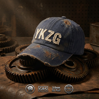 Casquette de papa rétro en coton délavé et vieilli, avec logo personnalisé, broderie Barudan 3D en relief de 3,0 mm, effet déchiré et usé, style vintage, 26
