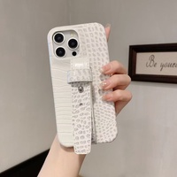 Top Vente en gros pour Iphone Couverture de téléphone portable Crocodile avec sangle Étui de téléphone en cuir artificiel