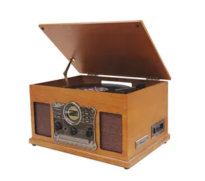 老式乙烯基转盘三速转盘记录播放器与盒式 usb 记录留声机