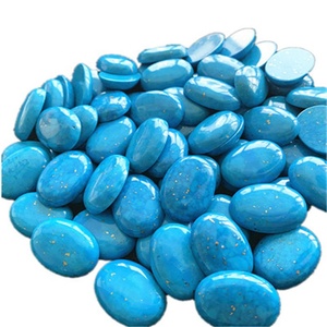 Natural cabujón turquesa forma de huevo azul pulido y suave de piedras preciosas - Product Image 1