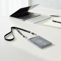 Porte-badge nominatif transparent vertical Insigne de carte d'identité en PVC étanche personnalisé pour employé avec couvercle de passeport à fermeture éclair