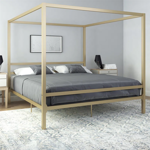 Eenvoudige Montage Oem En Odm Metalen Hemelbed Frame Queen Dubbele Grootte Met Hoofdeinde En Treeplank Stevige Stalen - Product Image 2