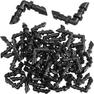 Connecteur capillaire coudé barbelé 47 pièces noir PP pour système d'irrigation goutte à goutte, accessoires de raccordement de tuyaux d'eau - Product Image 1