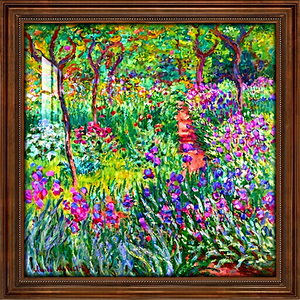 Impression rétro américaine Monet Water Lily Sunrise, peinture décorative encadrée pour hôtel, salon, véranda, décoration intérieure - Product Image 1