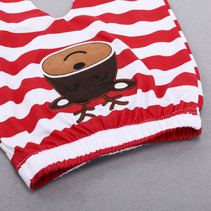 Ensemble de vêtements de Noël pour bébé en coton, vêtements pour nouveau-né, 2 pièces, combinaison à manches longues rouge avec pantalon rayé, tenue de fête pour bébé - Product Image 5