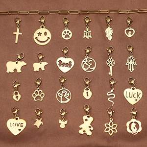 Acero inoxidable corazón rapé botella ancla oso Zodiaco piedra de nacimiento colgante encantos con broche de langosta DIY Paperclip cadena collar - Product Image 1