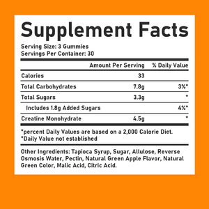 Private Labels Sour Green Apple Flavor Build Lean Muscle Improve Recovery Creatine Monohydrate Gummy Creatine Gummies - Product Image 2