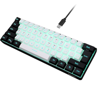 Keyboard Gaming RGB Backlit 60% Wired Ultra-Compact Mini 61 Tombol dengan Cherry Axis Lepas Pasang Warna Hitam Putih