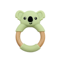 गर्म बिक्री खाद्य ग्रेड नवजात सिलिकॉन पशु आकार कोअला आधा-अंगूठी Teether बीच