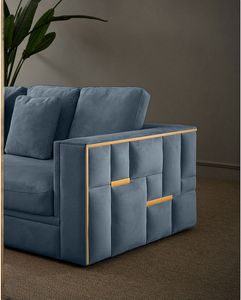 أريكة غرفة معيشة أنيقة بمقاعد 1 2 3 من Winforce أريكة إيطالية مخملية زرقاء بتصميمات حديثة فاخرة أثاث مجموعة أرائك - Product Image 4