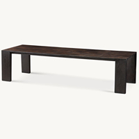 Table à manger moderne en bois de chêne massif avec pieds en acier, forme rectangulaire, design rustique et luxueux pour salle à manger, meubles de maison