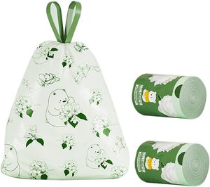 Huamaohengchun 120 Counts 3.5 Gallon 45x45Cm <b>Kitchen</b> Small Trash Bags with Drawstring for Bathroom, Office, Home Garbage Bags - Product Image 1