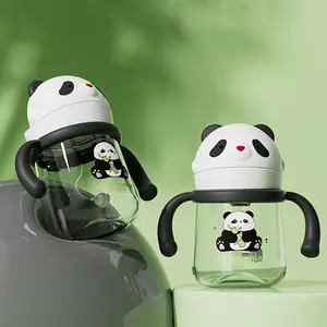 Panda Shape Style 240ml PCTG Tritan Baby Feeding Sippy Cup Sipper avec poignées et paille