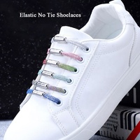 Lacets de chaussures plats élastiques multicolores sans nœuds, lacets de chaussures de sport scintillants, lacets de baskets