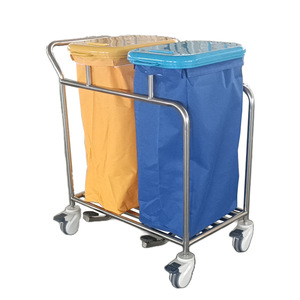 Carrito de Limpieza con Doble Cubo, Estructura de Acero Inoxidable, 4 Ruedas con Freno, Bolsas de Basura de Tela Oxford, Uso en Interiores - Product Image 1