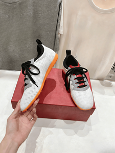 Women Black White Red Color <b>Block</b> Perforated Leather Lace Up Casual Daily Versatile Low Top Fashion Sneakers - Product Image 2