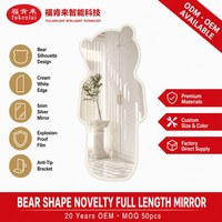Miroir mural Fullkenlight en forme d'ours adorable, miroir pleine longueur haute définition de 5 mm, miroir argenté pour se préparer