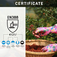 Guantes de Jardinería CY en Oferta, Calibre 13, de Poliéster Floral con Nitrilo, Palma Lisa, Resistentes al Agua, Certificación CE, para Mujer