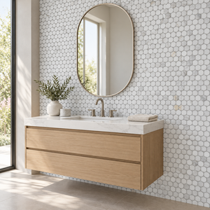 Mosaïque ronde en marbre doré de Carrare, mosaïque en pierre naturelle pour salle de bain, douche, mur, sol, crédence de cuisine, rénovation de villa - Product Image 6