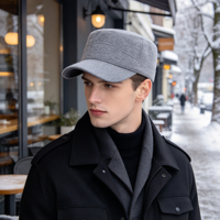 Casquette plate surdimensionnée en mélange de laine personnalisée, style cadet, unisexe, chaude pour l'hiver, réglable, nouvelle tendance, vente en gros, pour hommes