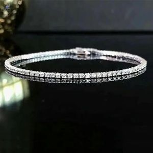 Xinfly Custom 18K Solid White Gold Hip Hop Tennis Chain Bracelet <b>for</b> <b>Men</b> 1-Carat Diamond Square Fashion Trendy Style Gift - Product Image 1