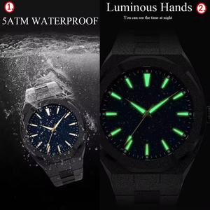 Montre de luxe pour homme en acier inoxydable, boîtier argenté, cadran ciel étoilé, étiquette dorée au laser, tendance, directement du fabricant - Product Image 3