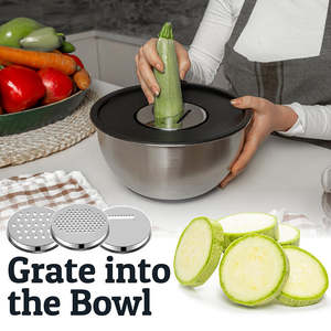 Bol à salade innovant en acier inoxydable, pratique pour les fruits et légumes, idéal pour râper divers types de courges pour les soupes - Product Image 5